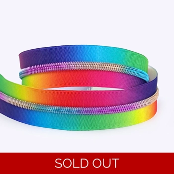 Rainbow Nylon Zipper Tape #5 - Rainbow Teeth - by the Metre